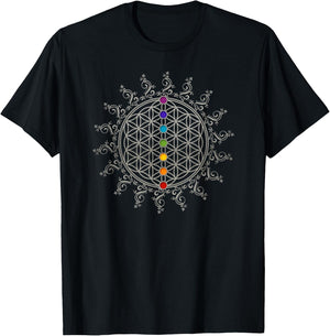 Flower of Life, Chakra, Sacred Geometry, Spirituality, Yoga T-Shirt - T-Shirt | Black