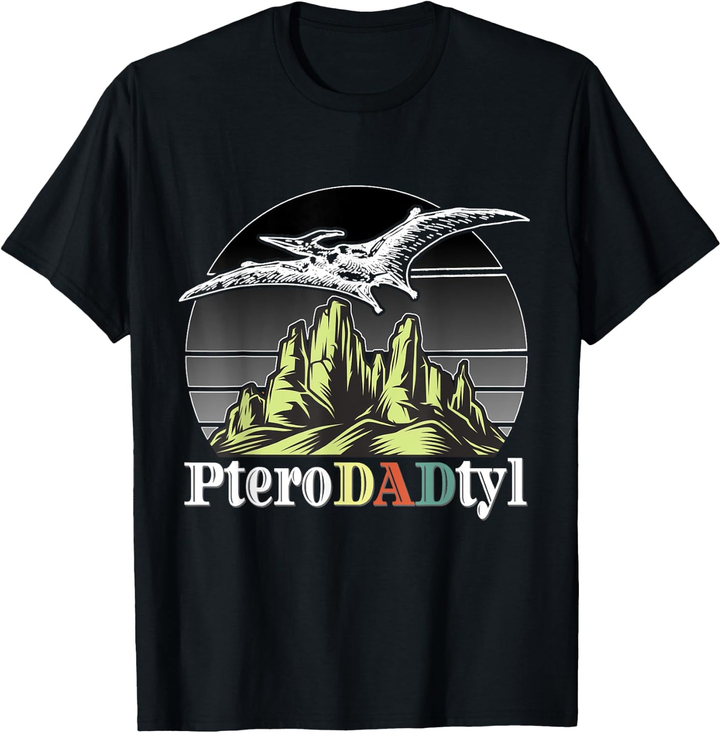 Funny Pterodactyl PteroDADtyl Awesome Dads Father Papa Daddy T-Shirt - T-Shirt | Black