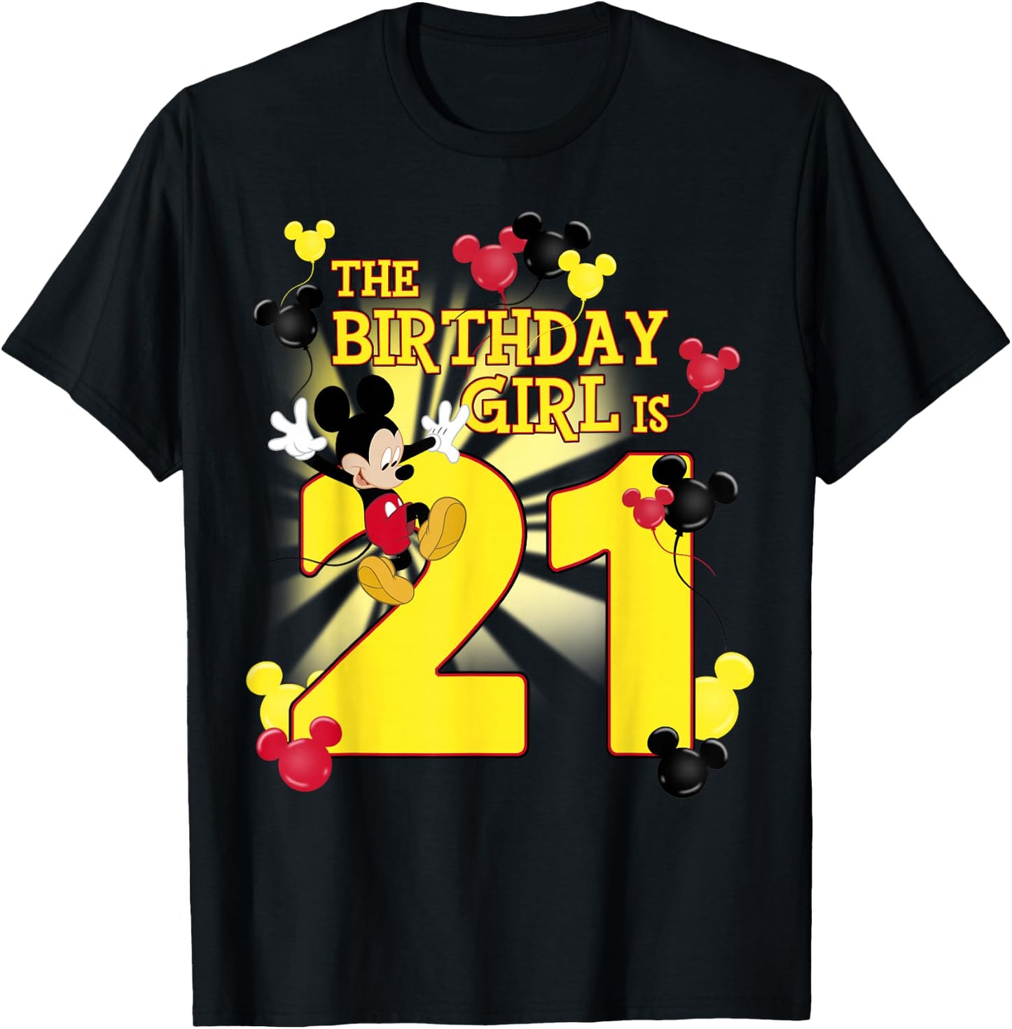 Disney Mickey and Friends Mickey 21st Birthday Girl T-Shirt - T-Shirt | Black