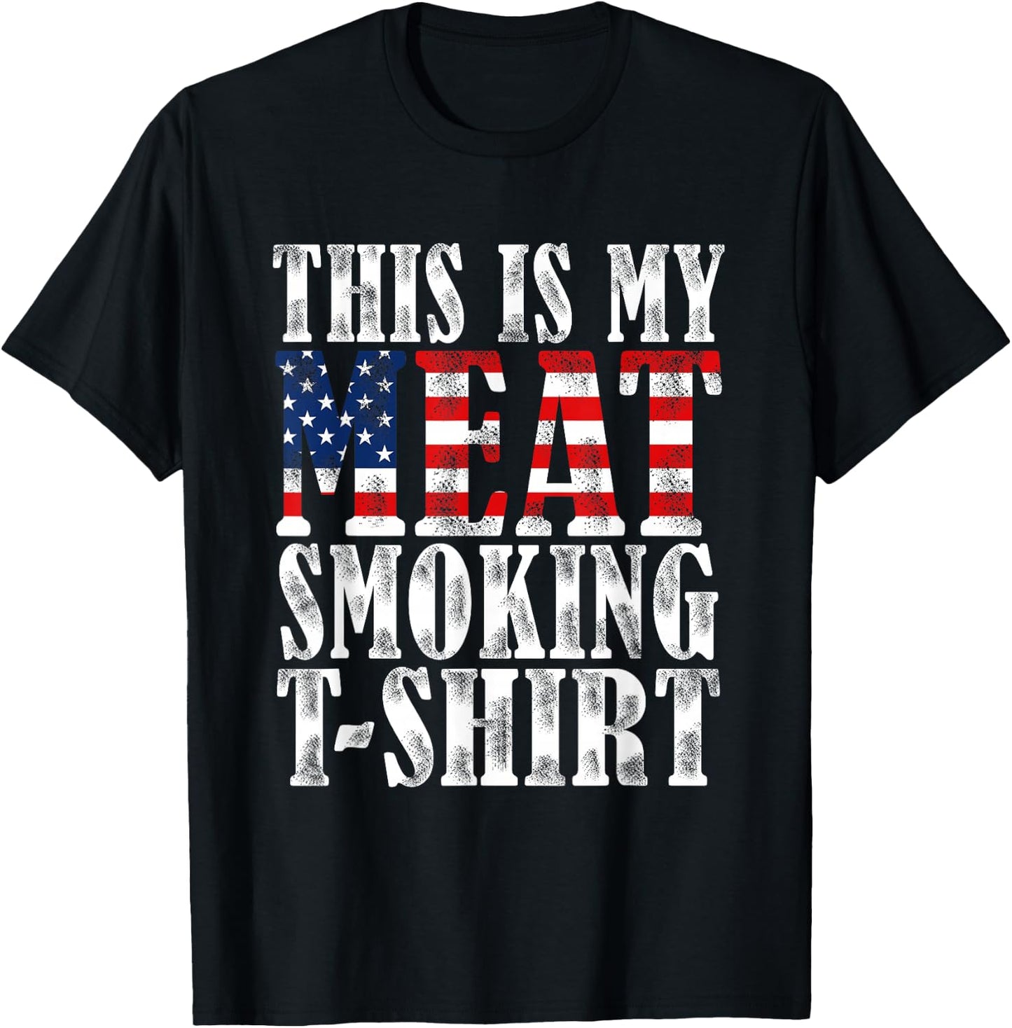 Retro BBQ Smoker Vintage US Flag This Is My Meat Smoking T-Shirt - T-Shirt | Black