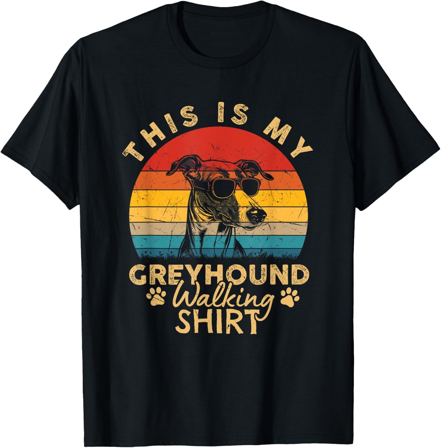 Greyhound Dog Lover This Is My Dog Walking Funny Dog Walker T-Shirt - T-Shirt | Black