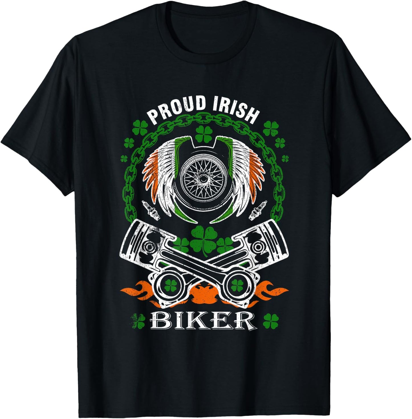Irish Biker Happy Patrick's Day Motorcycle Lover Men Gifts T-Shirt - T-Shirt | Black