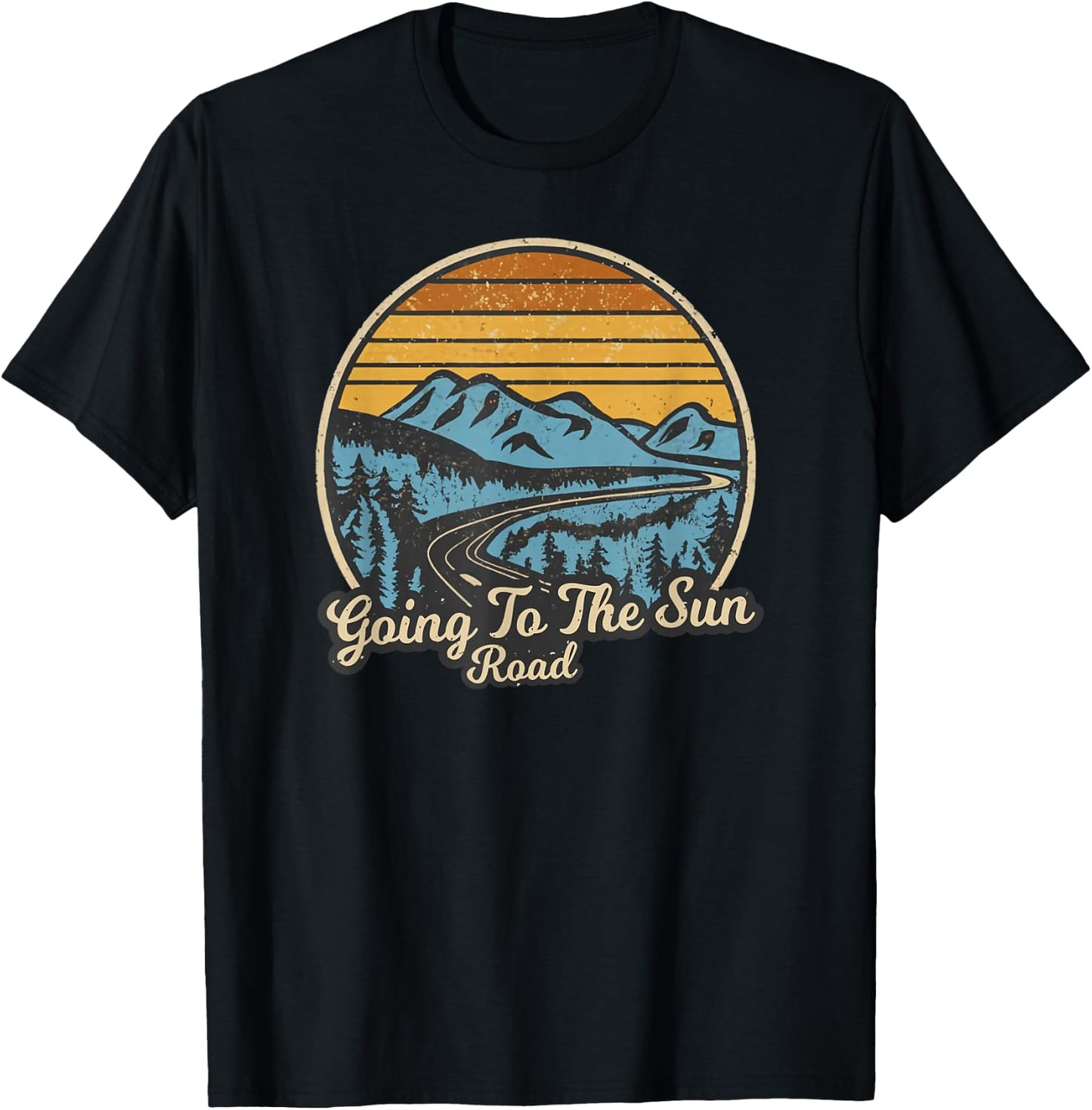 Going To The Sun Road Glacier National Park Retro T-Shirt - T-Shirt | Black