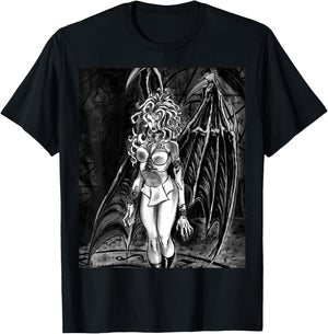 SEXY VAMPIRE GIRL HORROR Succubus Illustrated T-Shirt - T-Shirt | Black
