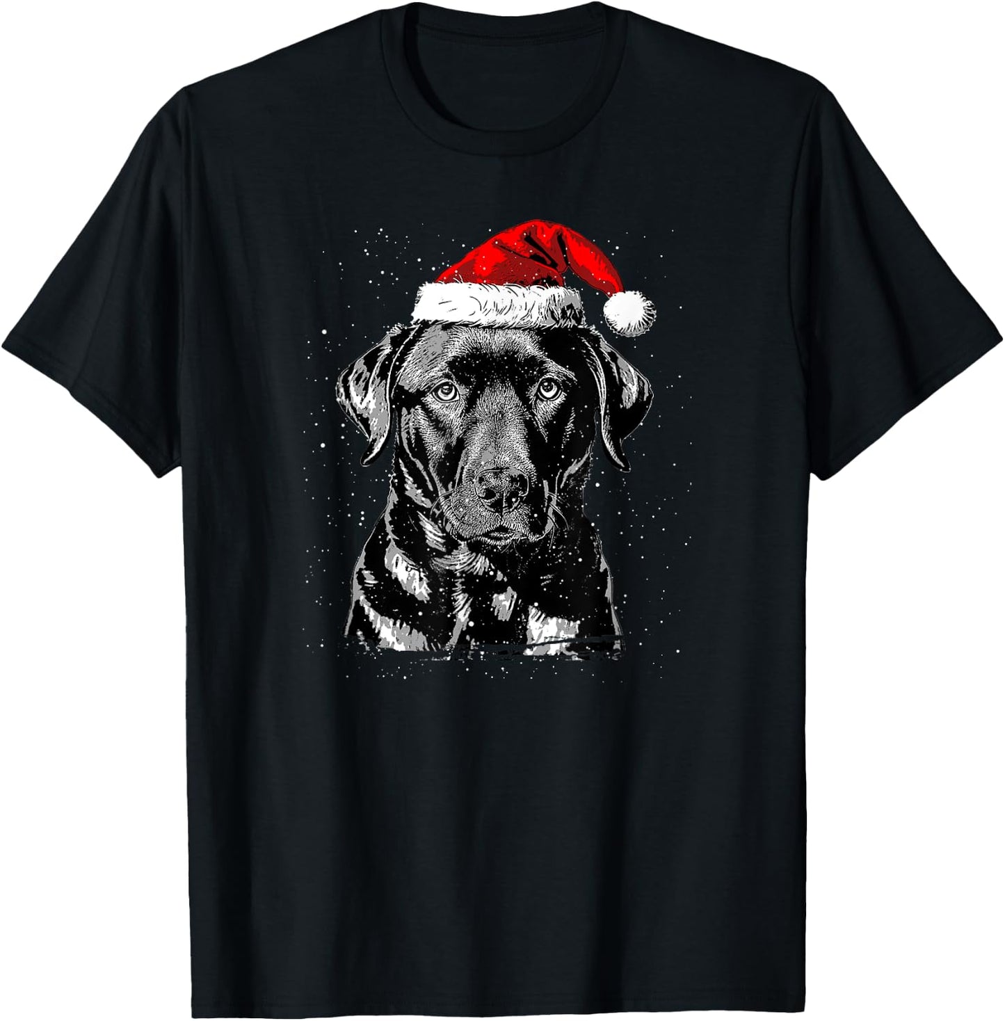 Labrador Retriever Santa Claus Hat Merry Christmas Dog X-Mas Men Women Kids T-Shirt - T-Shirt | Black