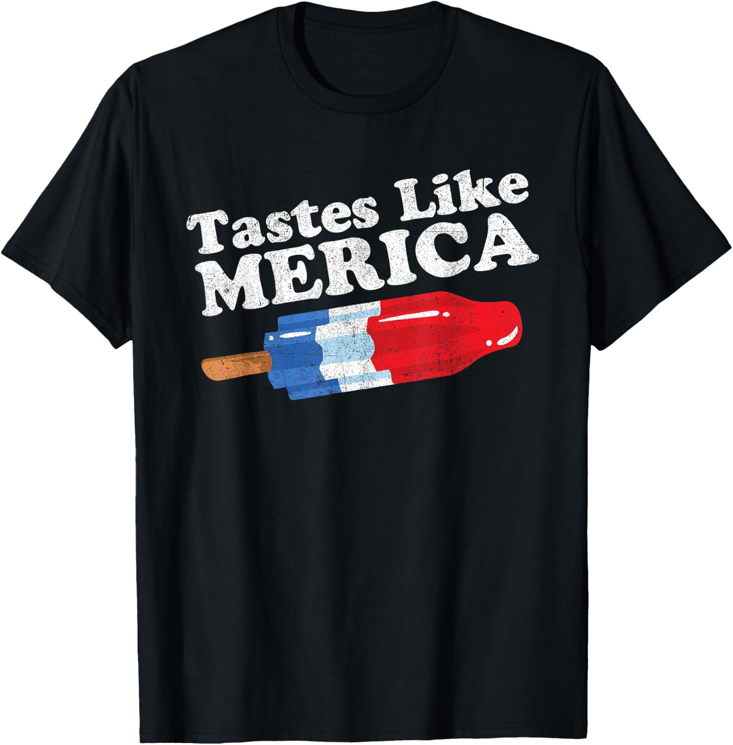 Tastes Like Merica Funny Popsicle 4th of July Retro 80s Gift T-Shirt - T-Shirt | Black