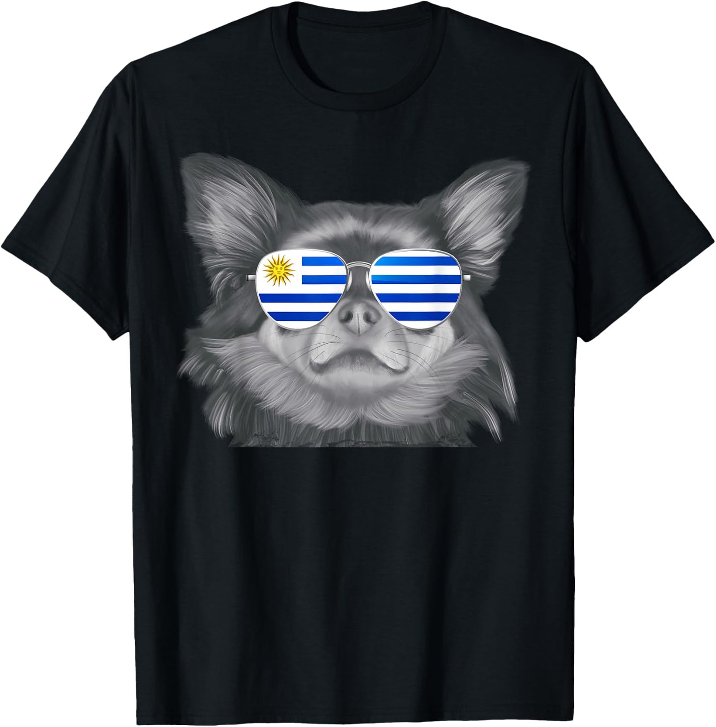 Black Chihuahua Dog Uruguay Sunglasses T-Shirt - T-Shirt | Black