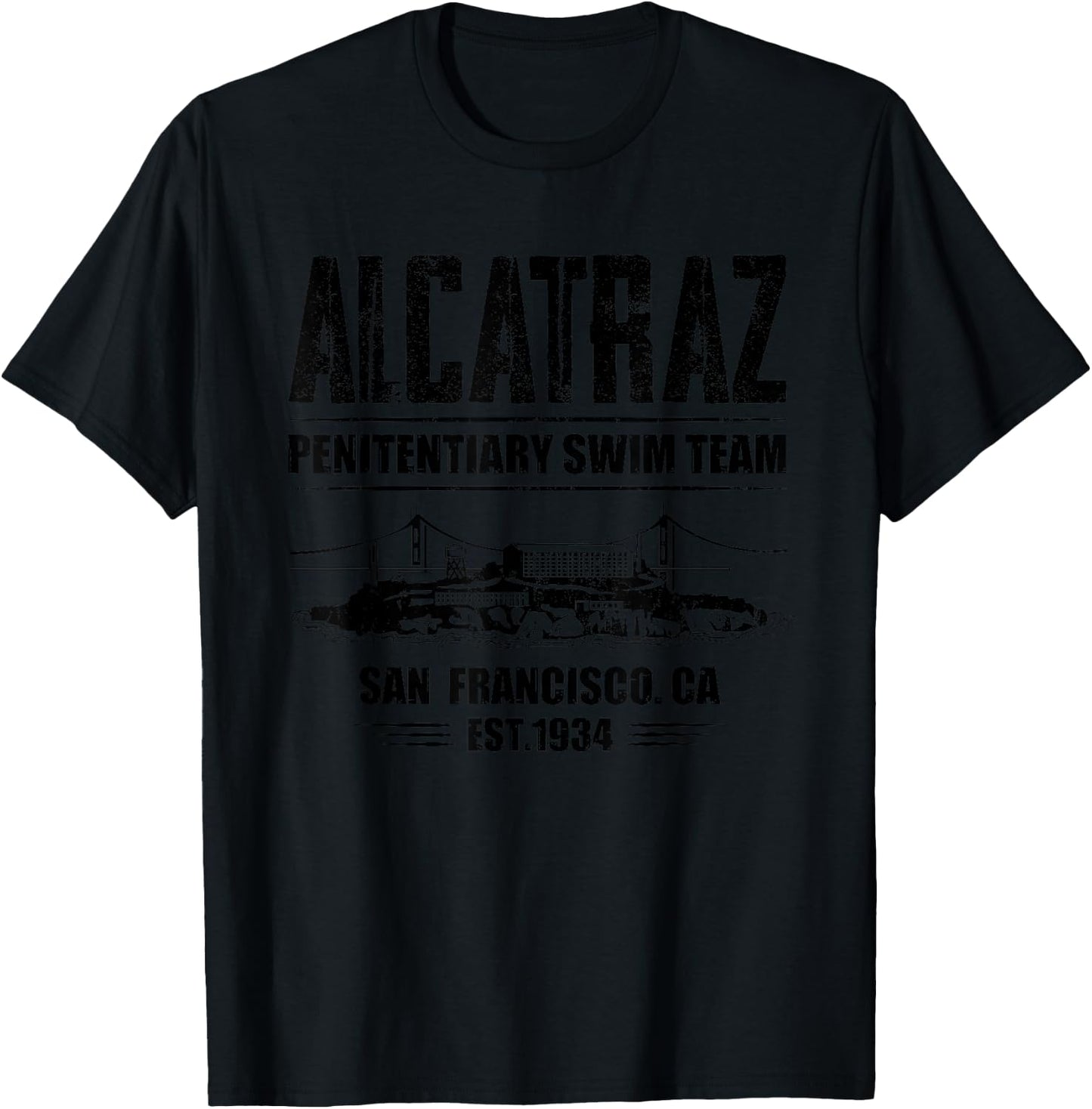 Alcatraz Penitentiary Swim Team T-Shirt - T-Shirt | Black