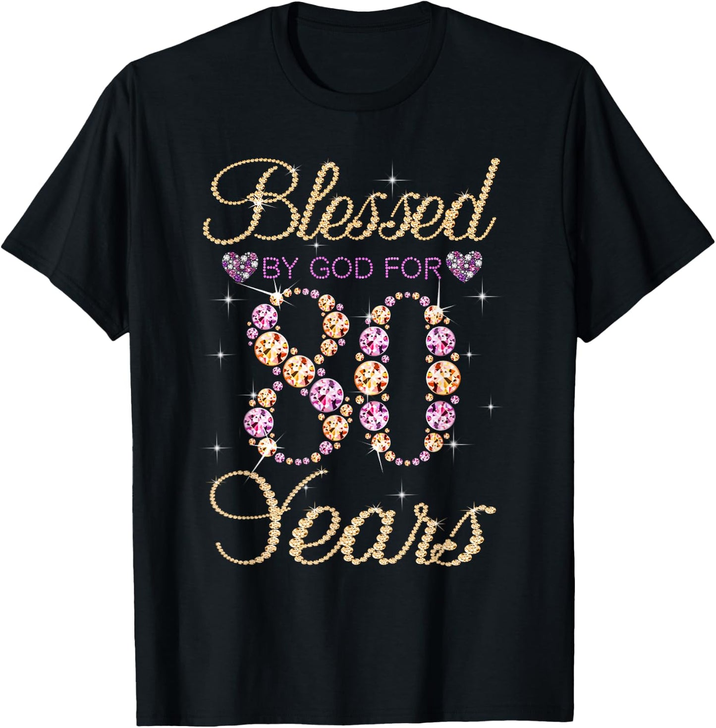 Blessed By God For 80 Years Funny 80th Birthday Women T-Shirt - T-Shirt | Black