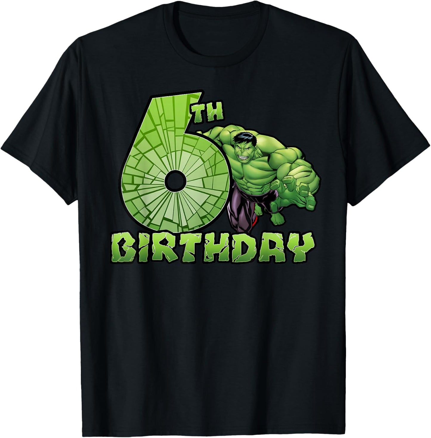 Marvel Avengers Hulk Smash 6th Birthday T-Shirt - T-Shirt | Black