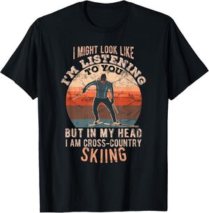In my head I am cross-country skiing T-Shirt - T-Shirt | Black