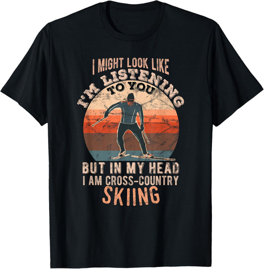 In my head I am cross-country skiing T-Shirt - T-Shirt | Black