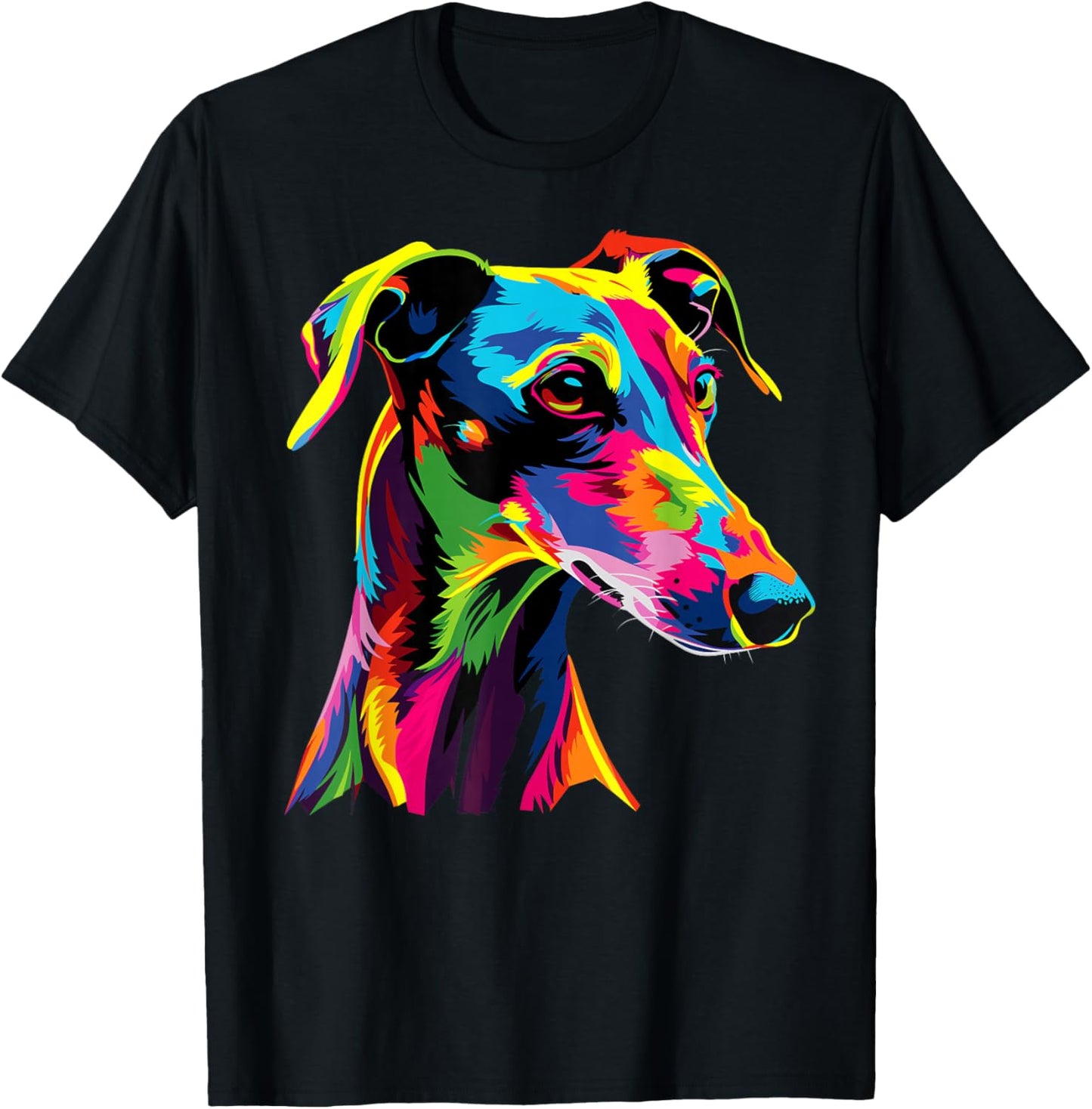 Greyhound Dog Colorful Pop Art Rainbow Sighthound Greyhounds T-Shirt - T-Shirt | Black