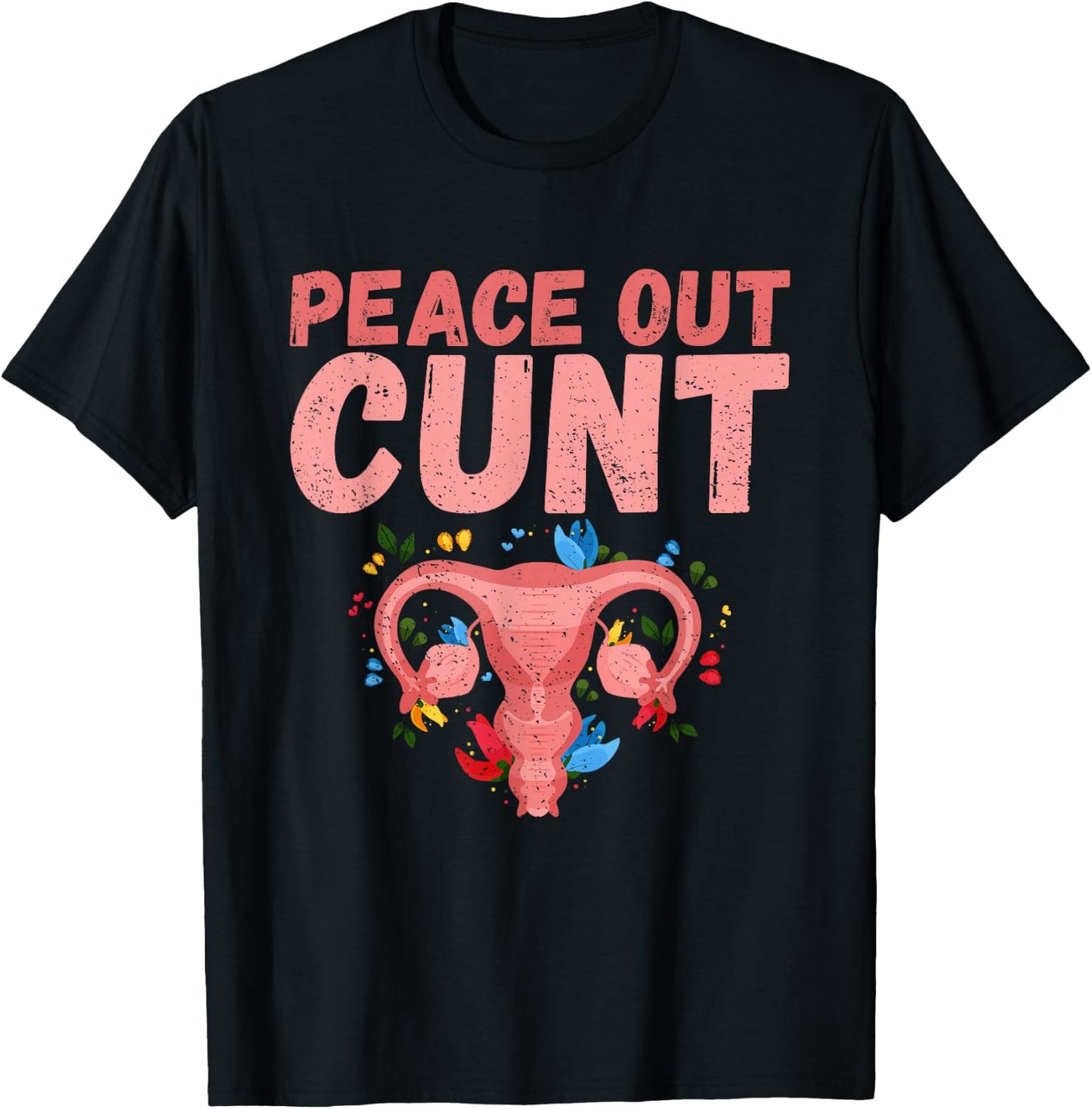 Funny Cute Hysterectomy Peace Out Uterus T-Shirt - T-Shirt | Black