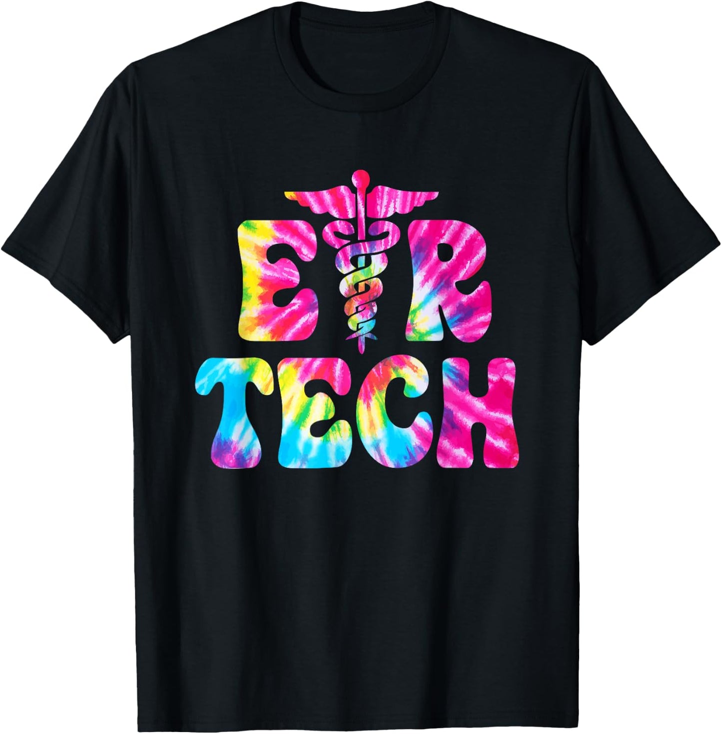 Emergency Room Technician Tie Dye ER Tech Nurse Technologist T-Shirt - T-Shirt | Black