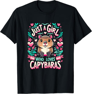 Capybara Just a Girl who loves Capybaras T-Shirt - T-Shirt | Black