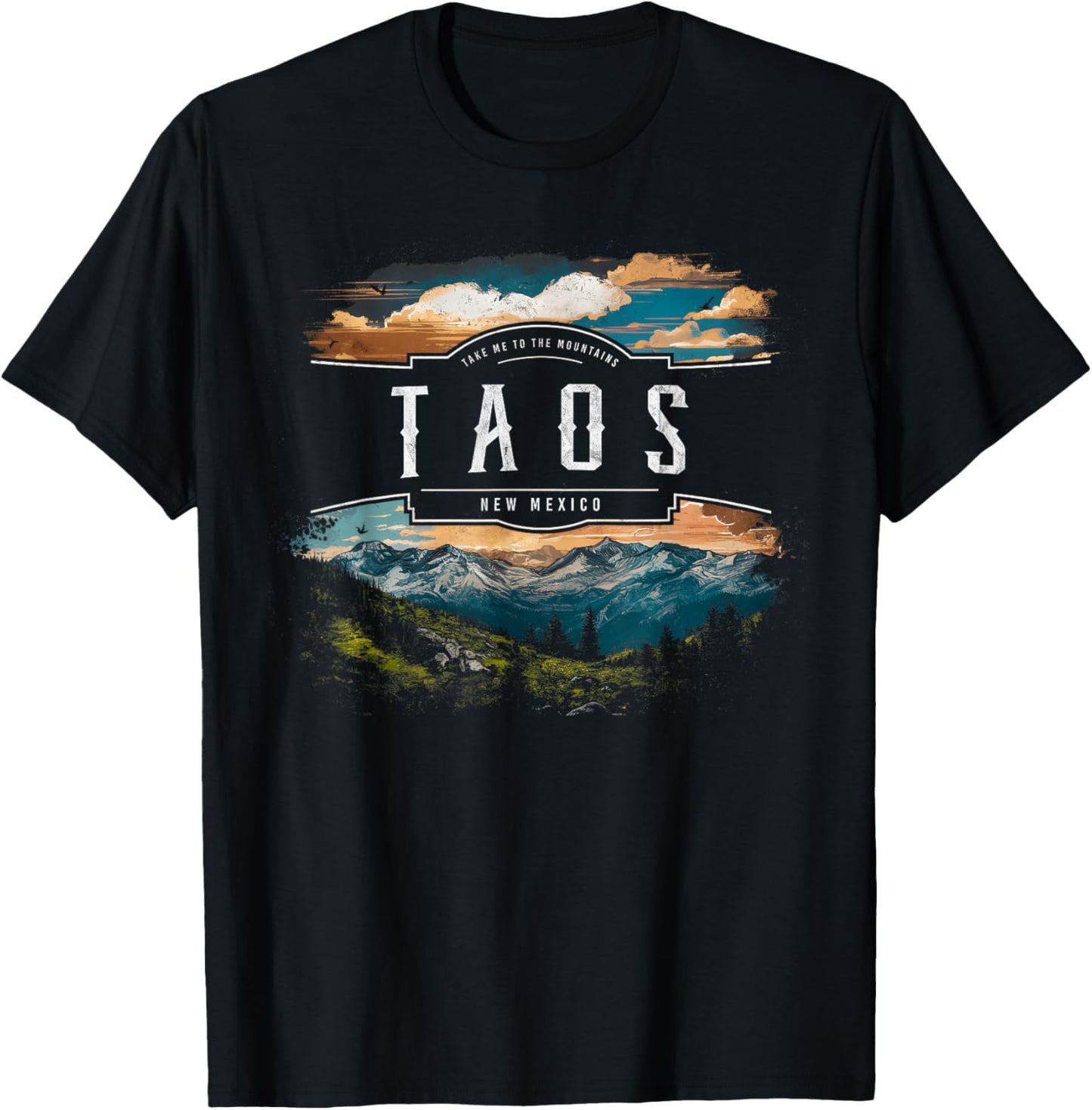 Taos Mountains New Mexico Hiking Outdoors Vintage T-Shirt - T-Shirt | Black