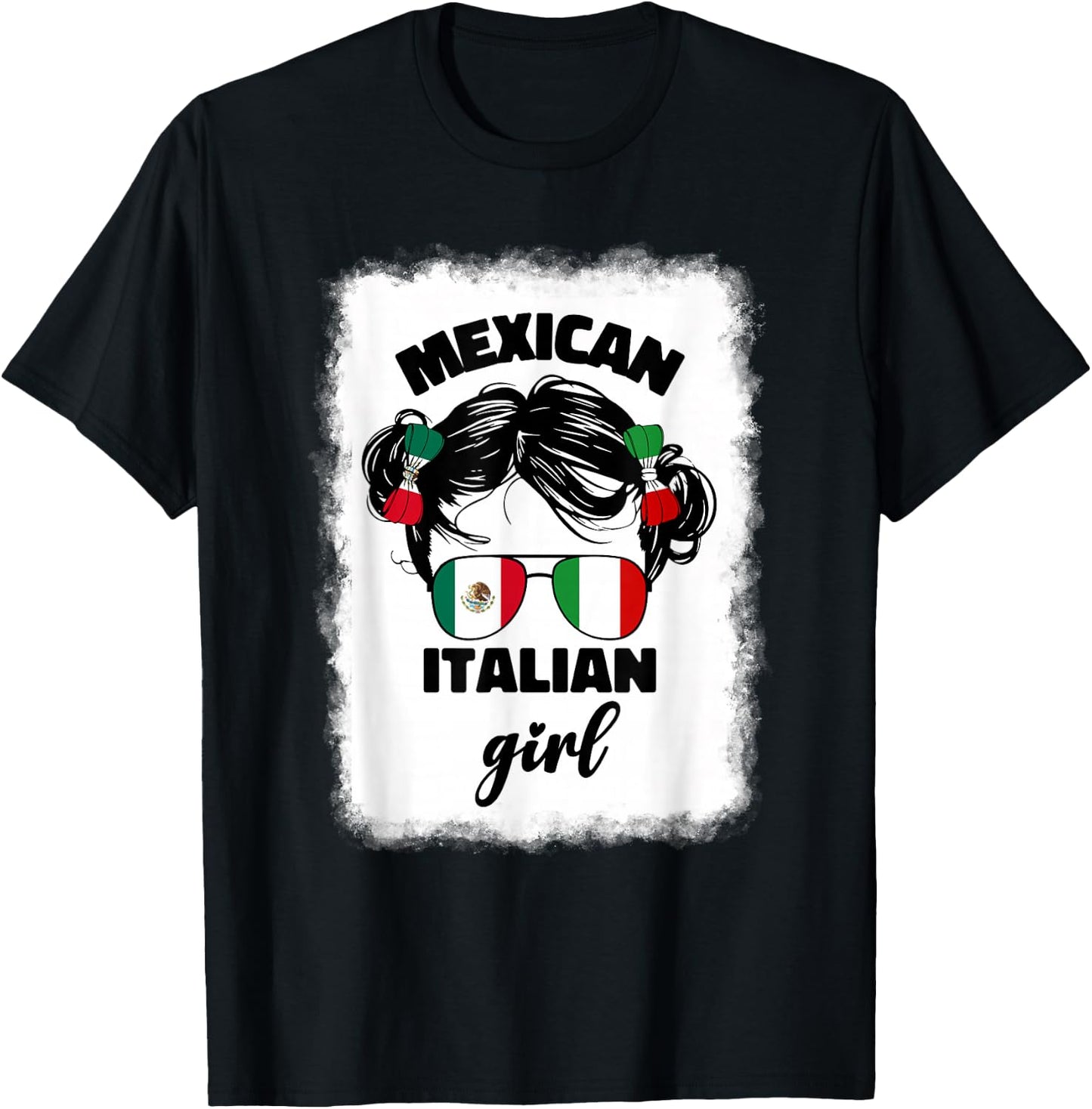 Girls Half Mexican And Italian Mexico Italy Flag Kids Girl T-Shirt - T-Shirt | Black