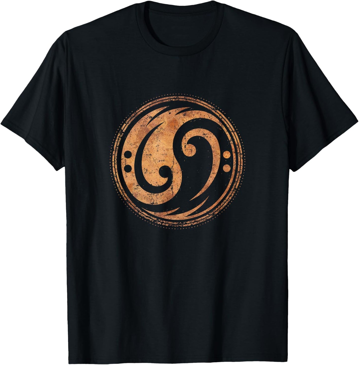 Bass Guitar Bass Clef Vintage Yin Yang for Bassist T-Shirt - T-Shirt | Black