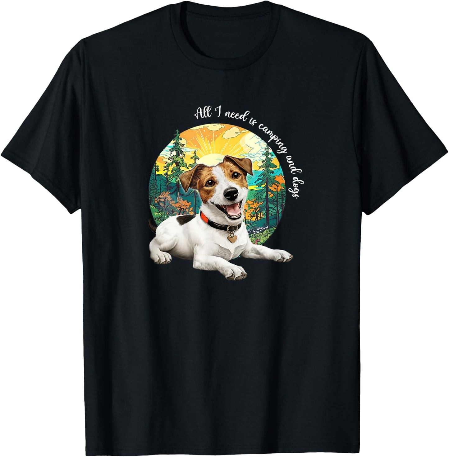 JRT Dog Lover Nature Camping Jack Russell Lover T-Shirt - T-Shirt | Black