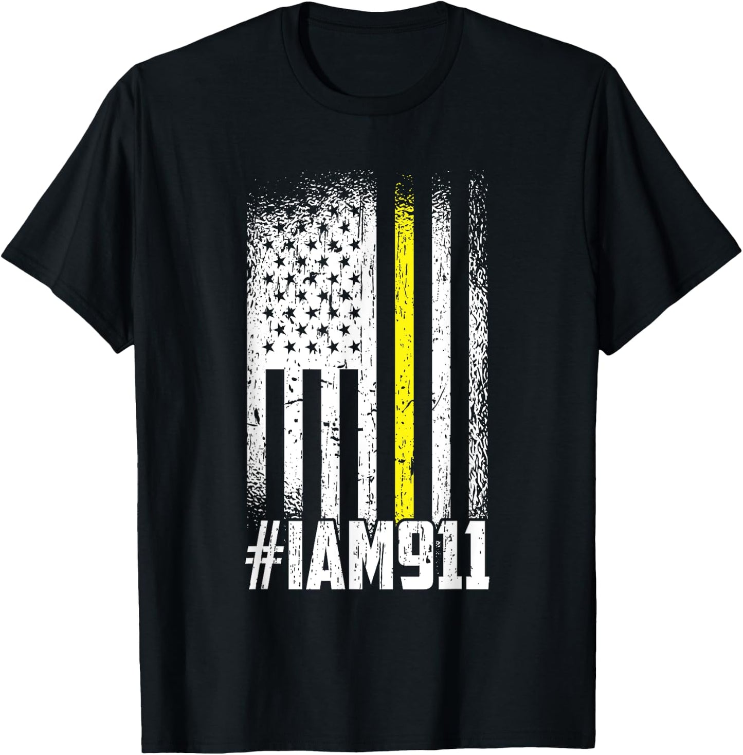 911 American Flag Dispatch-er USA Thin Gold Line Operator T-Shirt - T-Shirt | Black