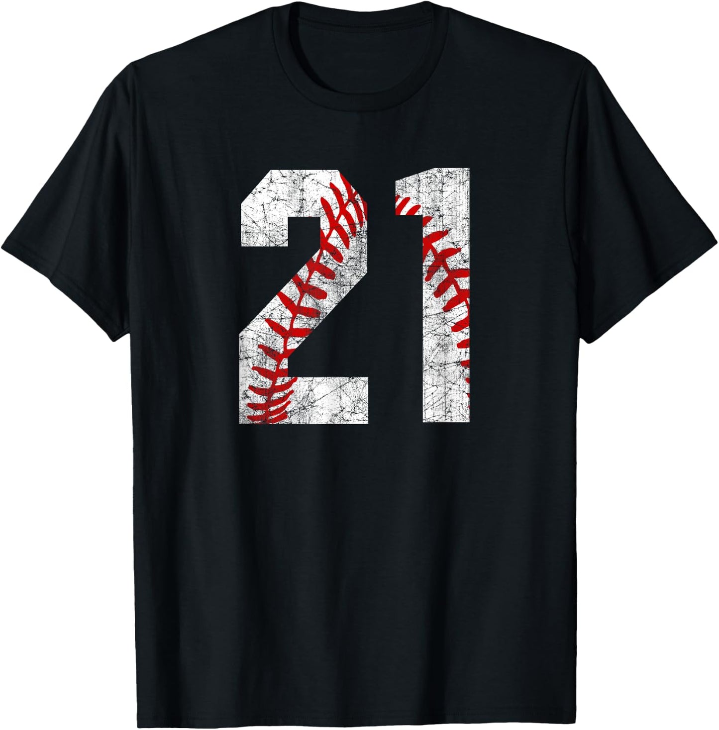 Vintage Baseball Mom #21 Jersey Baseball Player Number 21 T-Shirt - T-Shirt | Black