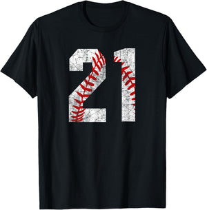 Vintage Baseball Mom #21 Jersey Baseball Player Number 21 T-Shirt - T-Shirt | Black