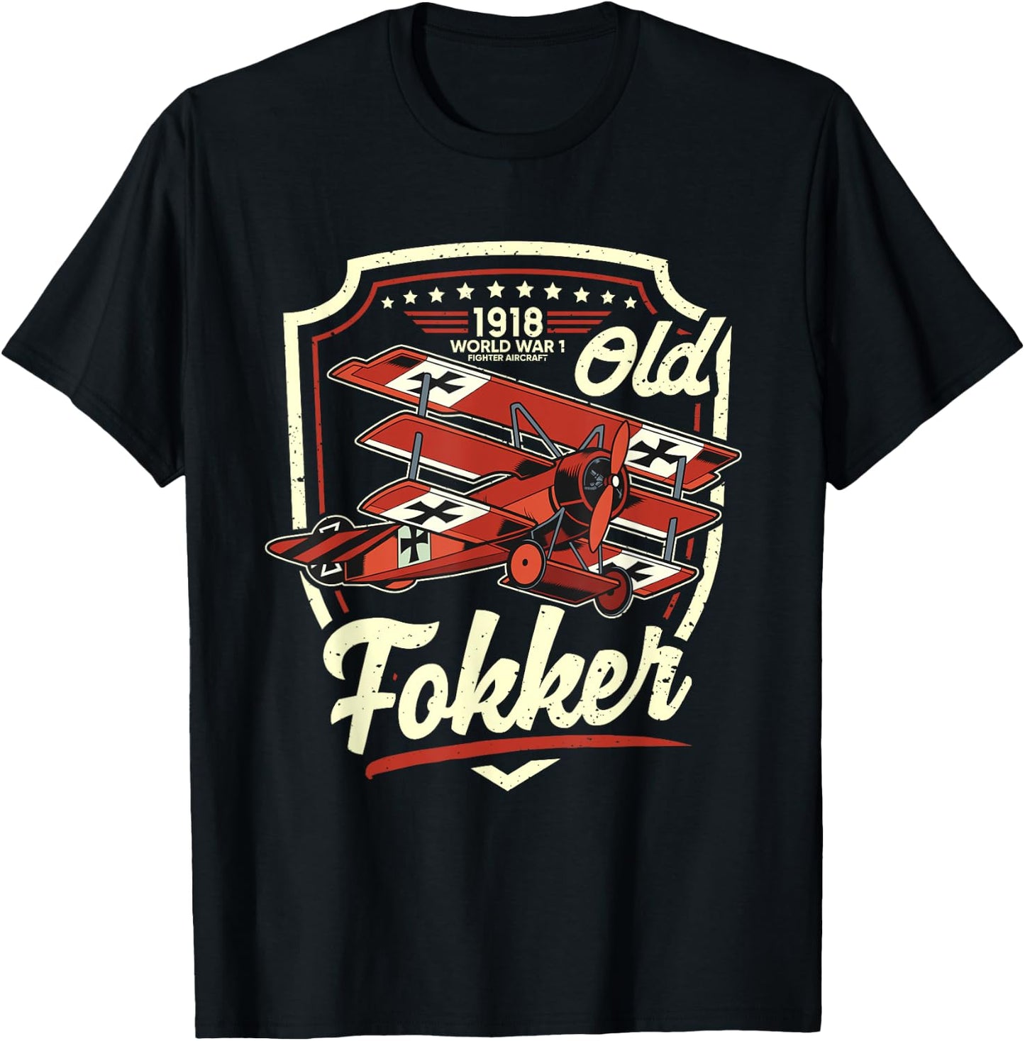Altes Fokker WW1 aircraft German Fokker T-Shirt - T-Shirt | Black