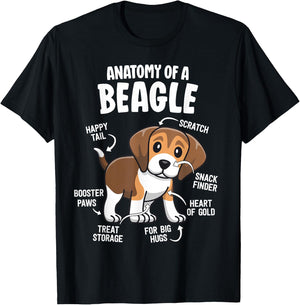 Gifts for Beagle Lovers Dog Mom Funny Anatomy Of A Beagle T-Shirt - T-Shirt | Black