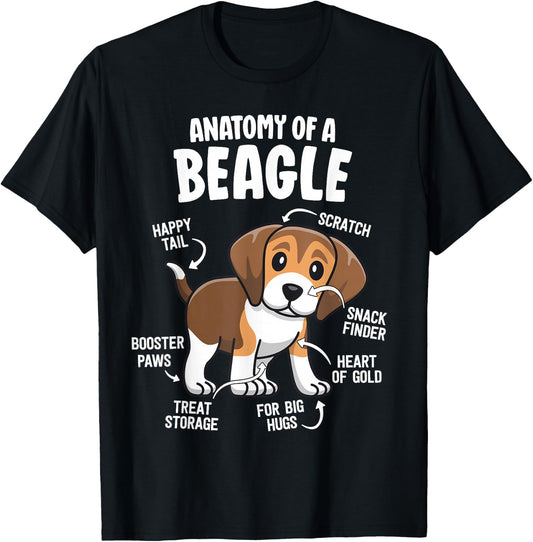 Gifts for Beagle Lovers Dog Mom Funny Anatomy Of A Beagle T-Shirt - T-Shirt | Black