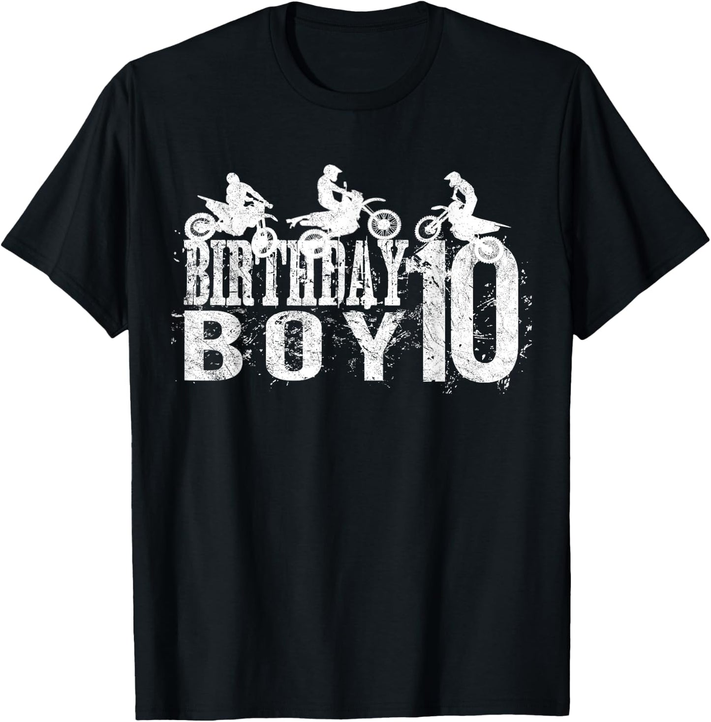 Dirt Bike Birthday Boy 10 Years Old 10th B-day Boys Party T-Shirt - T-Shirt | Black