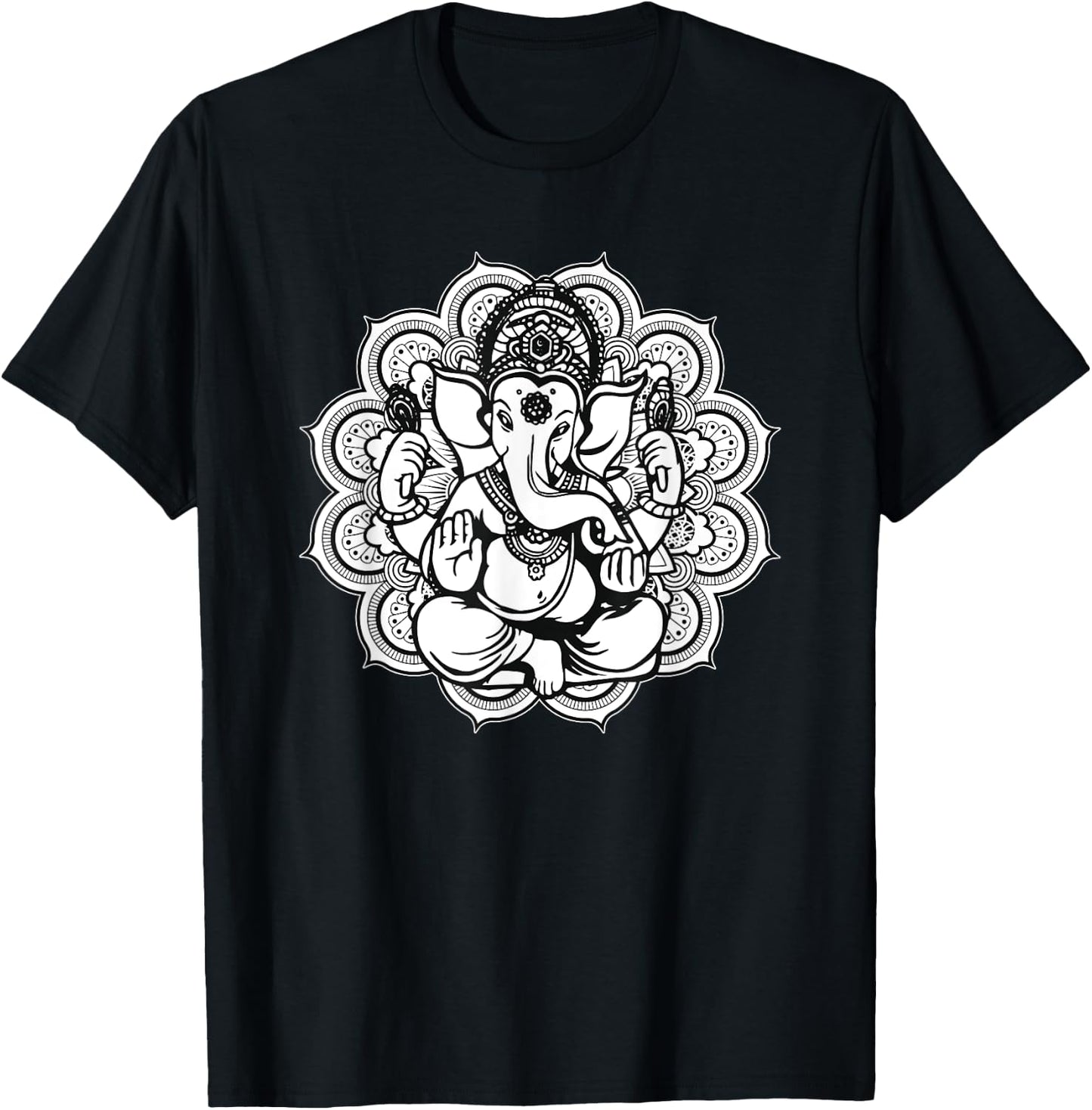 Ganesh Ganesha Elephant Mandala India Art Indian God Hindu T-Shirt - T-Shirt | Black