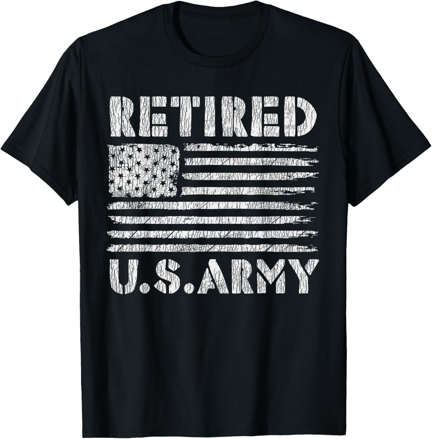 Vintage USA Flag Family Hero Proud Retired U.S Army Veteran Women Kids Men T-Shirt - T-Shirt | Black