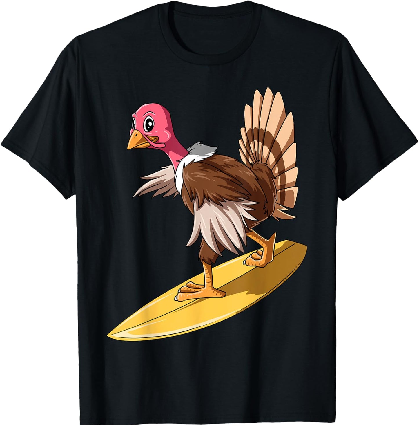 Turkey Surfing Thanksgiving Turkey Surf Turkey Surfboard T-Shirt - T-Shirt | Black