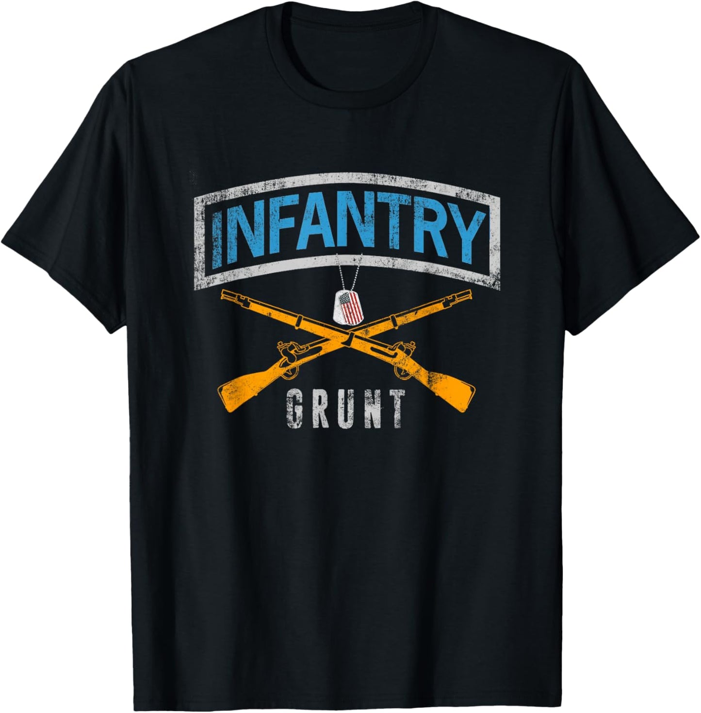 US Flag Infantry Veteran Fort Benning Vintage Men Women T-Shirt - T-Shirt | Black