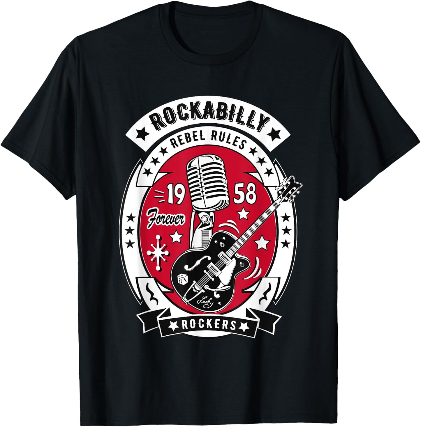 1950s Sock Hop Dance Rock N Roll Shirt 50s Rockabilly Guitar T-Shirt - T-Shirt | Black