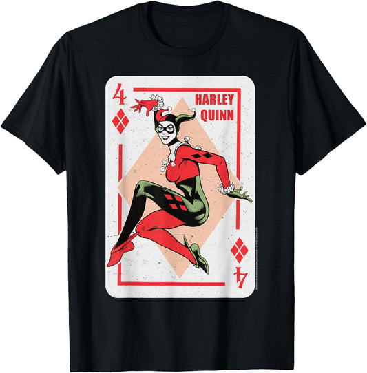DC Comics Batman Harley Quinn Playing Card Small T-Shirt - T-Shirt | Black