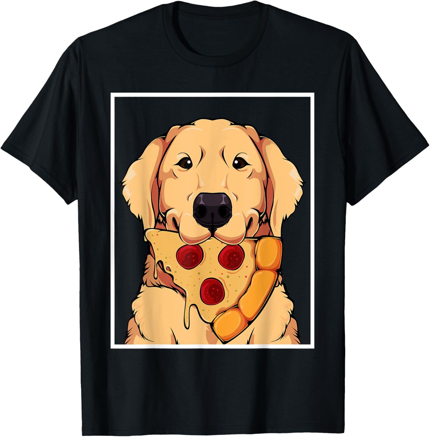 Labrador Golden Retriever Dog Owner Pizza Dogs Mum Men Women T-Shirt - T-Shirt | Black
