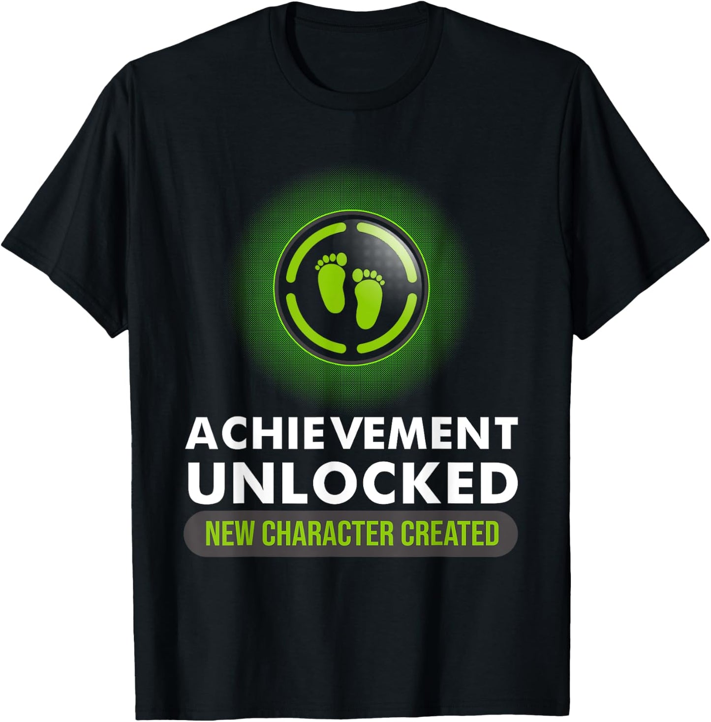 Cute Pregnant Announcement Gamer Dad Mom Designs Funny Achievement Unlocked New Character Created Pregnancy - -Adults, Kids - Black - Short Sleeve - S - Medium T-Shirt - T-Shirt | Black