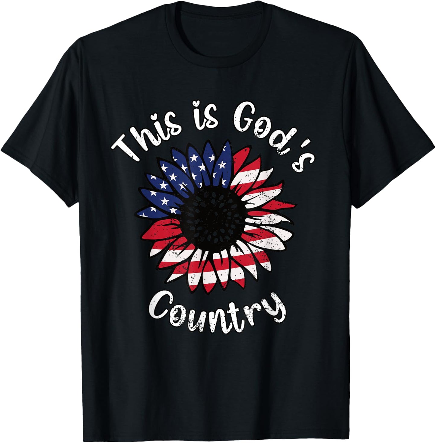 This Is God's USA Country Patriotic Christian Love Sunflower Women Girls Kids Men T-Shirt - T-Shirt | Black