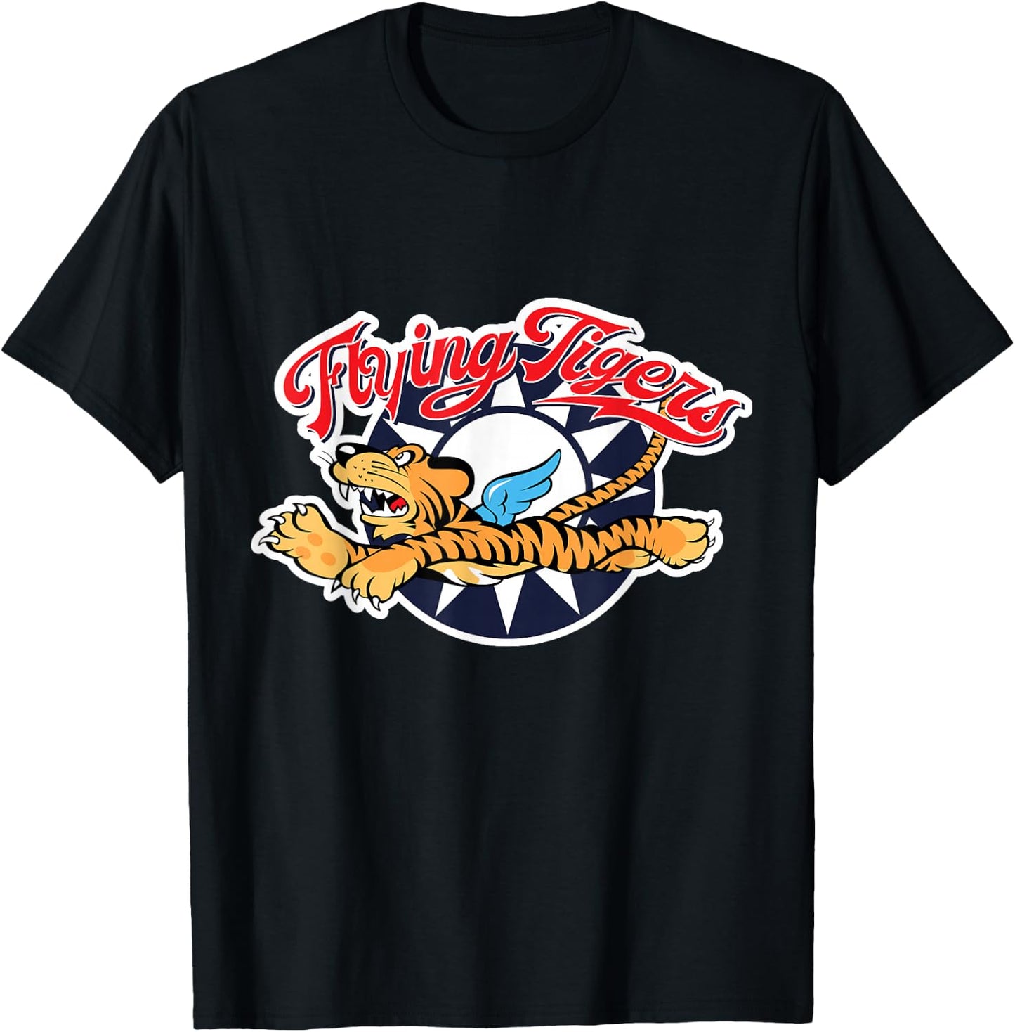 Funny Cool Tiger Flying Novelty Graphic & Cool Designs T-Shirt - T-Shirt | Black