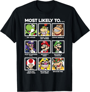 Super Mario Most Likely To Character Box Up T-Shirt - T-Shirt | Black