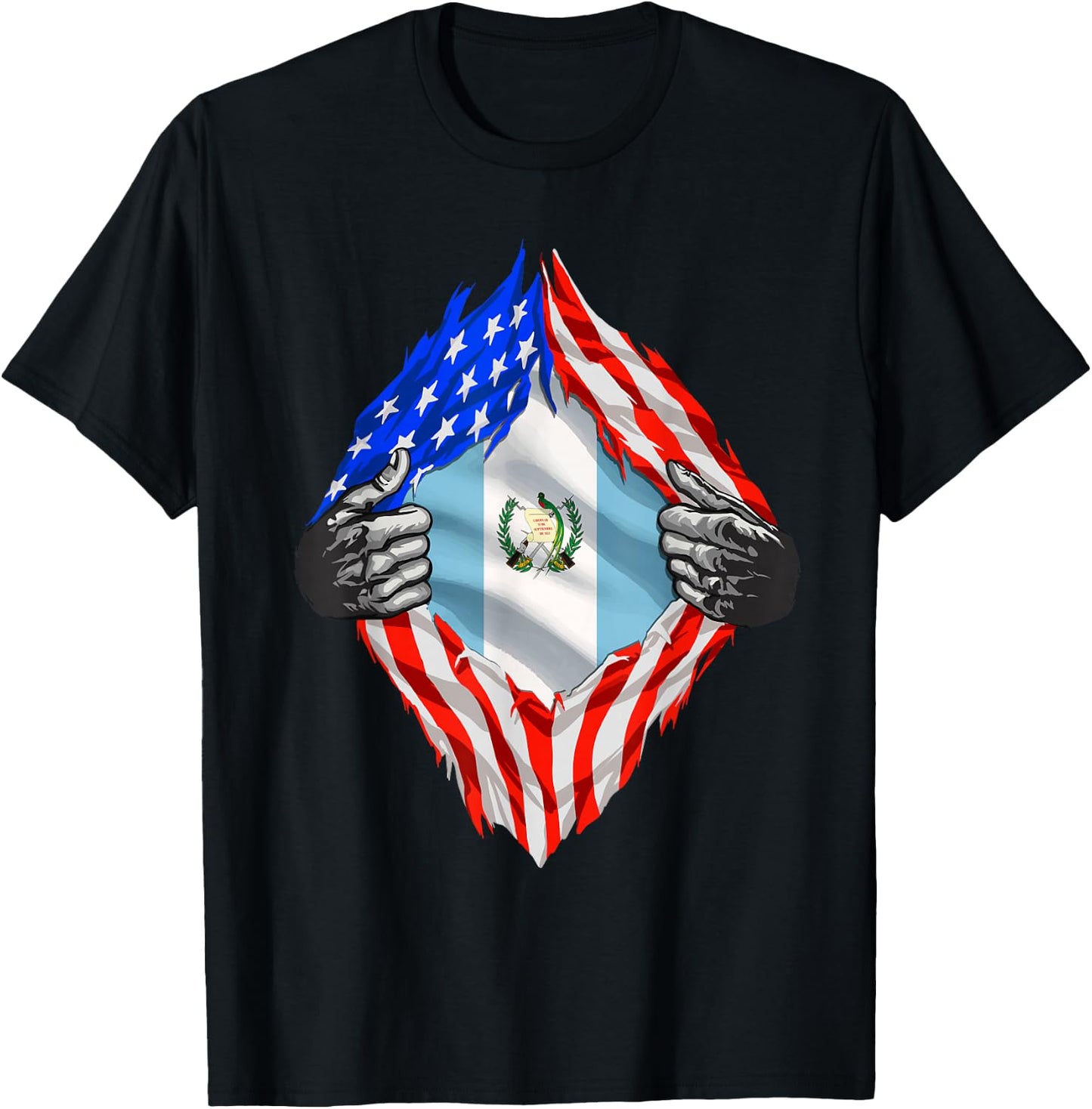 Guatemala Shirt Guatemala USA Flag Guatemalan American Roots T-Shirt - T-Shirt | Black