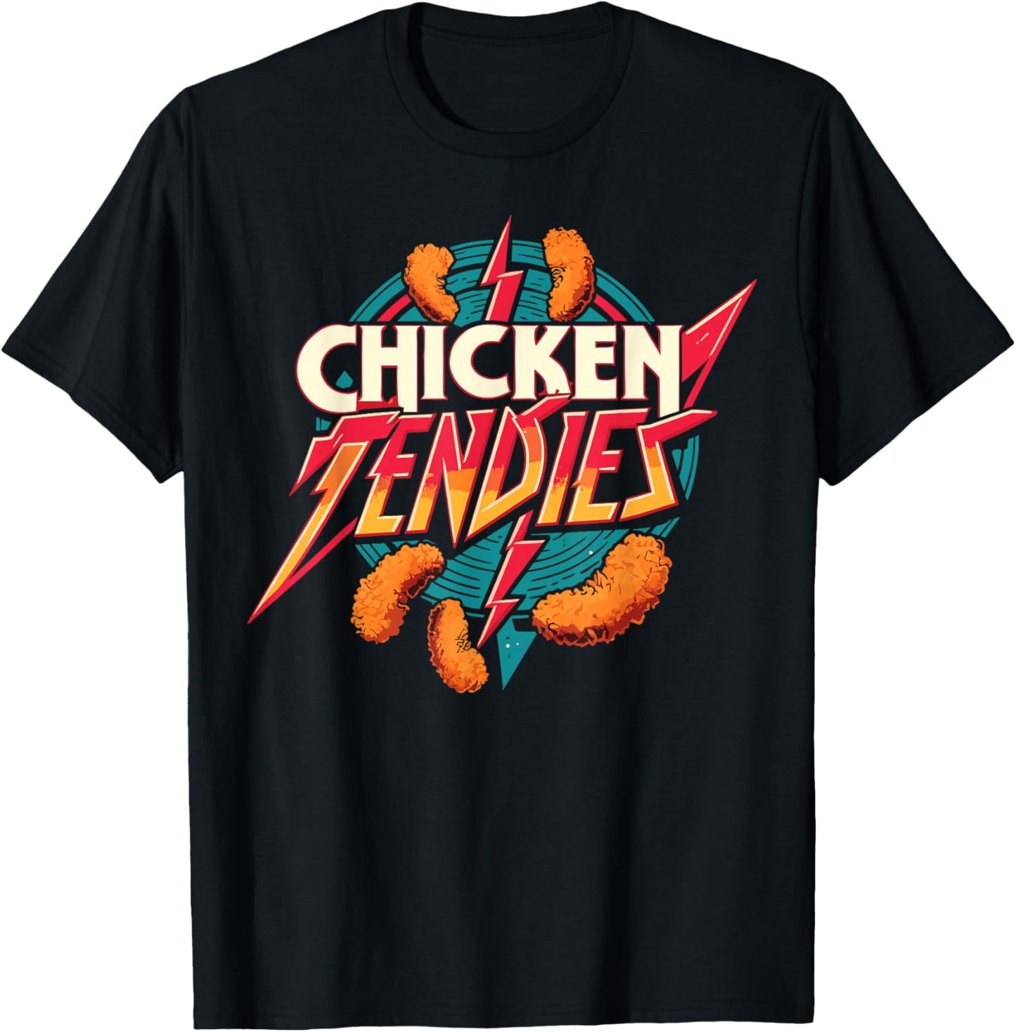 Chicken Tendies Heavy Metal World Tour Hardcore Music T-Shirt - T-Shirt | Black