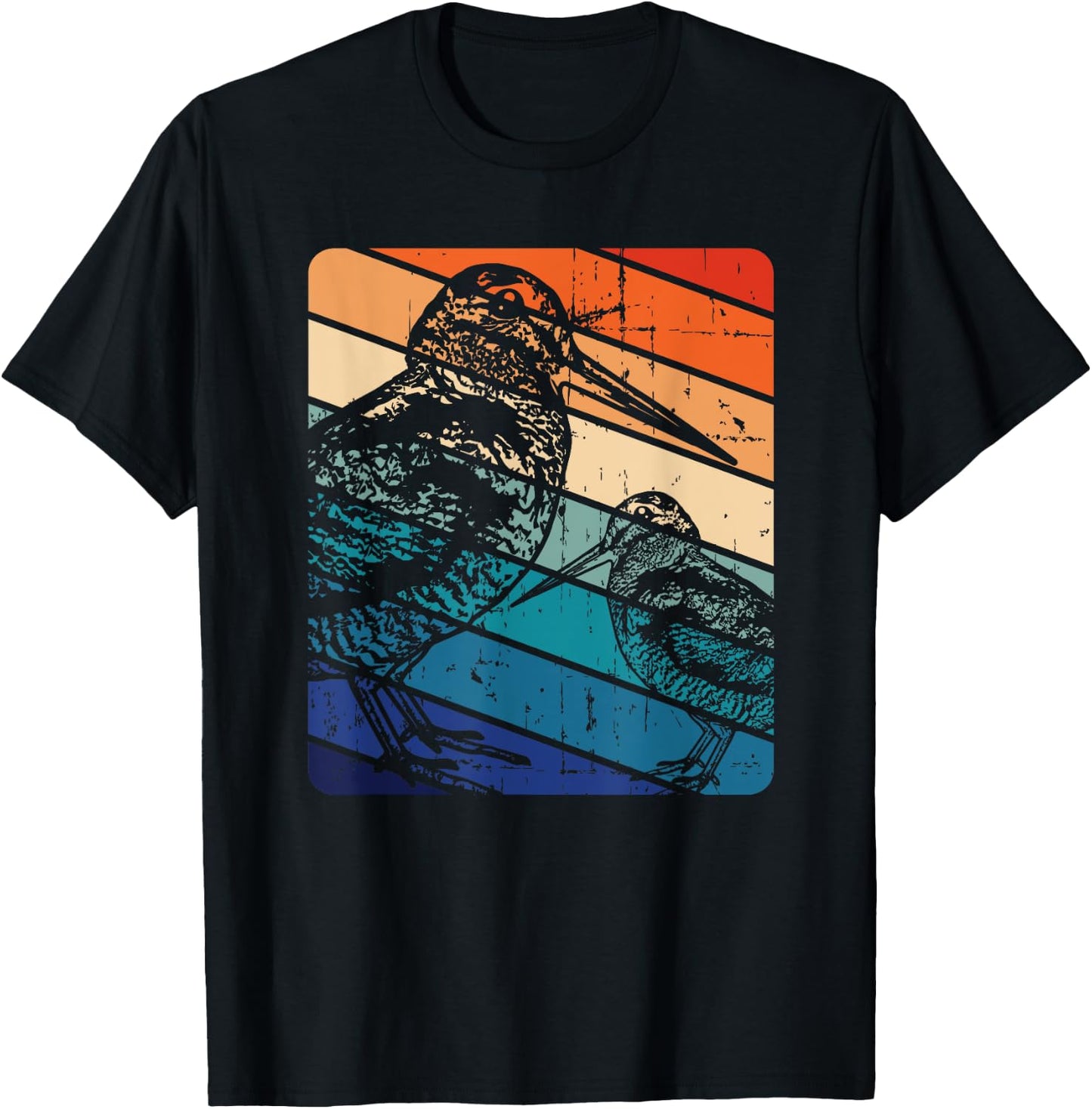 American Woodcock Bird Retro Vintage Unique Birding Gift T-Shirt - T-Shirt | Black