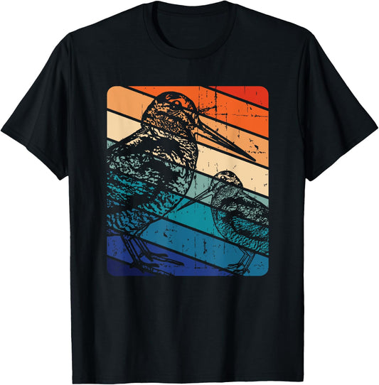 American Woodcock Bird Retro Vintage Unique Birding Gift T-Shirt - T-Shirt | Black