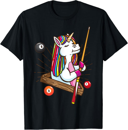 Billiard unicorn workhorse pool shirt girls snooker T-Shirt - T-Shirt | Black