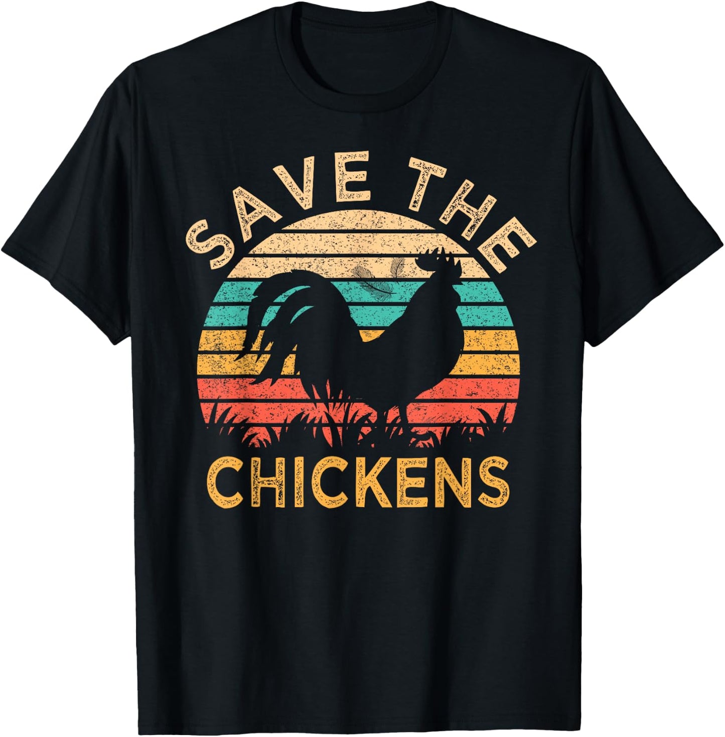 Save The Chickens Funny Vegetarian Vegan Chicken Lover T-Shirt - T-Shirt | Black