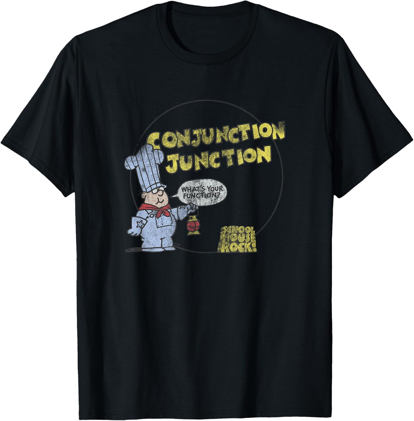 Schoolhouse Rock Conjunction Junction Conductor Retro TV T-Shirt - T-Shirt | Black