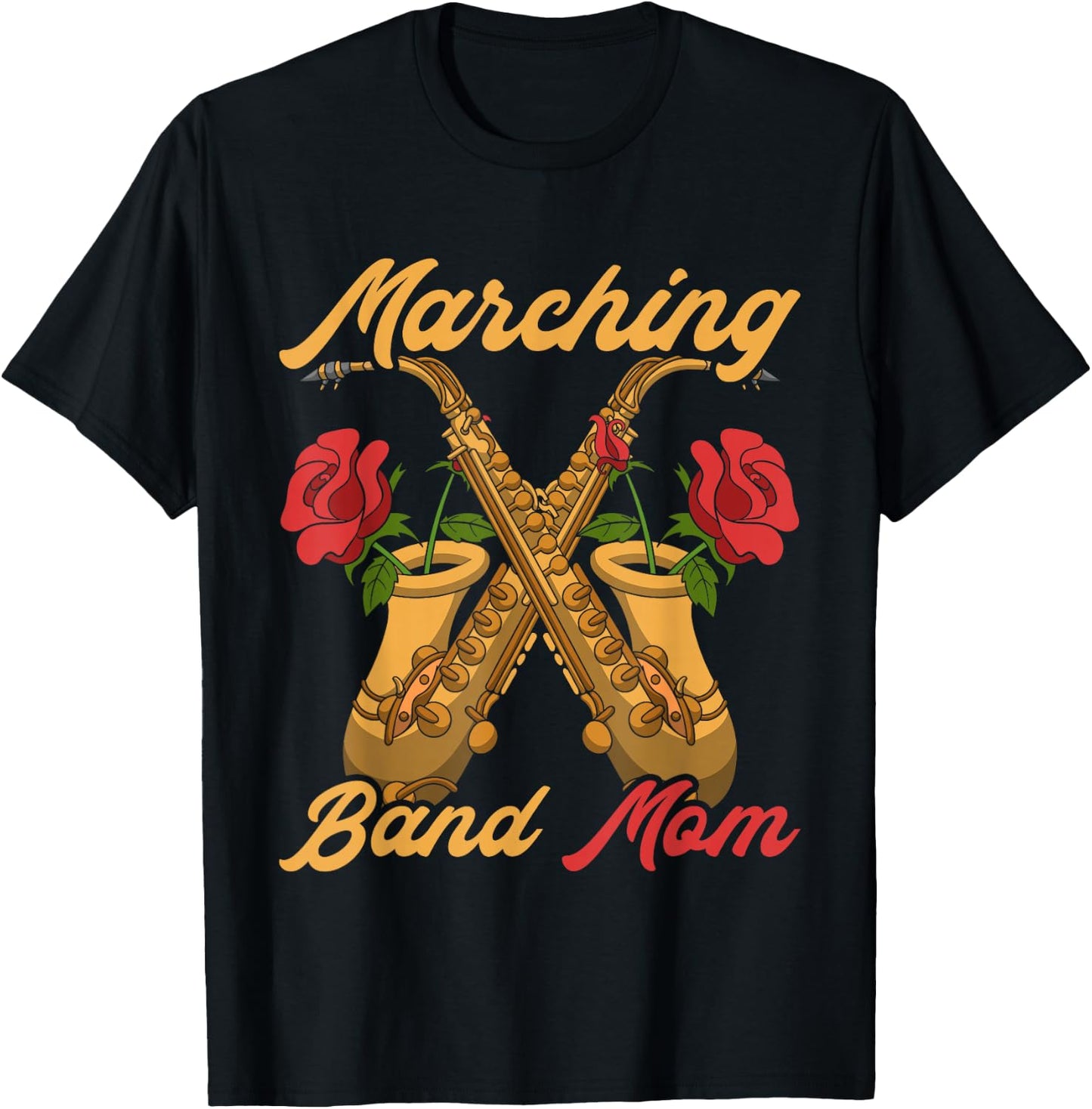 Marching Band Mom Saxophonist Jazz Music Saxophone T-Shirt - T-Shirt | Black
